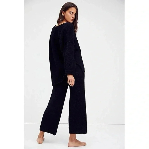 Free People Hailee Sweater Set Matching Two Piece Matching Pullover Pants Black - Picture 4 of 16